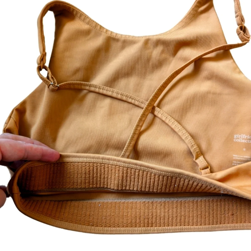 Girlfriend Collective Caramel/Gold Topanga Bra Top #1001 Yoga Athleisure sz S - Picture 6 of 8